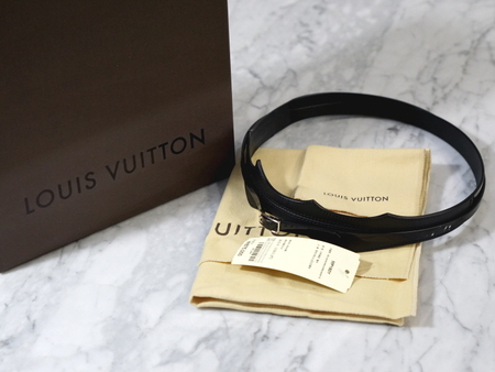 Louis Vuitton(루이비통) MP160Y 미니 실버로고 블랙 레더 여성 코르셋벨트(허리띠벨트)