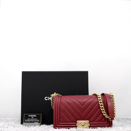 [미사용]Chanel(샤넬) A67086 보이샤넬 캐비어 쉐브론 미듐 플랩 체인 숄더백aa06007