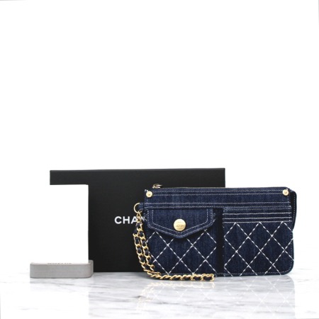 [새상품]Chanel(샤넬) AP1015 19-20시즌 체인스트랩 데님 파우치 클러치백aa05193