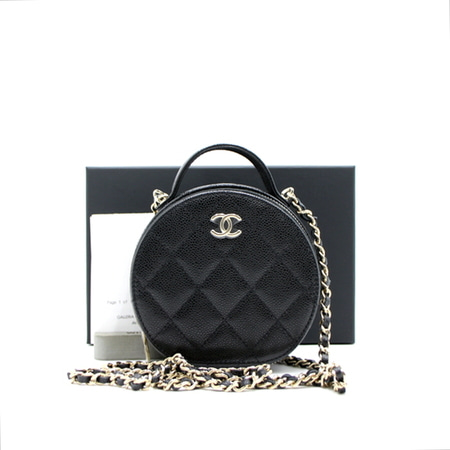 [새상품]Chanel(샤넬) AP2502 핸들 코스메틱 캐비어 라운드(동그리)토트백 겸 체인크로스백aa16895