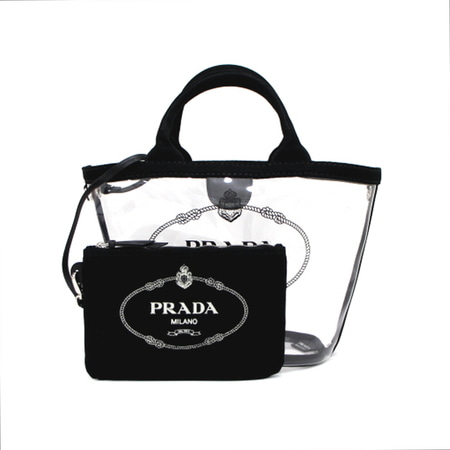 Prada(프라다) 1BG187 PVC 플렉시 글라스 이니셜로고 비치 쇼퍼백 토트백 겸 숄더백aa32441
