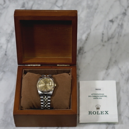 Rolex(롤렉스) 16233 18K골드콤비 DATEJUST(데이저스트) 10포인트 다이아 샴페인판 남성용 시계