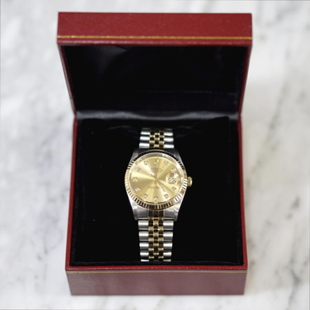 Rolex(롤렉스) 16233 18K골드콤비 DATEJUST(데이저스트) 10포인트 다이아 샴페인판 남성용 시계