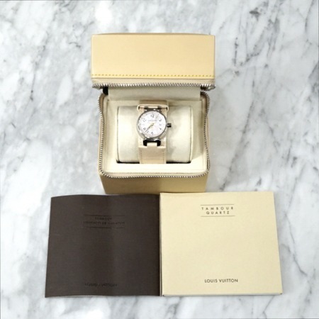 Louis Vuitton(루이비통) Q1216 땅부르 자개판 가죽밴드 여성 시계