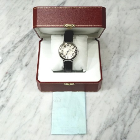 Cartier(까르띠에) W69016Z4 발롱블루 42mm 오토매틱 가죽밴드 남성 시계