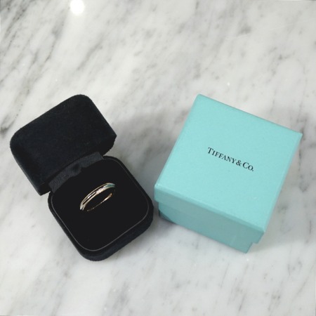 Tiffany(티파니) 18K핑크골드 플래티늄 콤비 밀그레인 3mm 웨딩밴드 반지-24호aa00133
