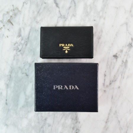 Prada(프라다) 1MC122 골드로고 비텔로 무브 스냅 카드명함 지갑aa02316