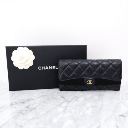 Chanel(샤넬) A80758 CC 블랙 캐비어 클래식 플랩 여성 장지갑aa02836