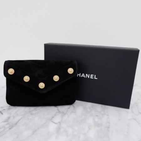 [미사용]Chanel(샤넬) C70323 골드 메탈로고 플랩 미니 파우치aa02797