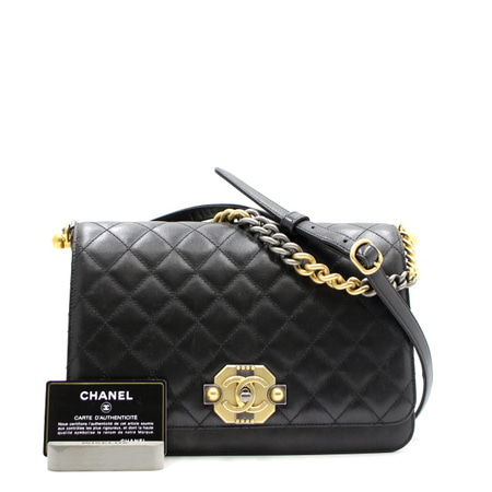 Chanel(샤넬) A9184 블랙 램스킨 공방컬렉션 라지 플랩백 금장체인 숄더백 겸 크로스백aa12147