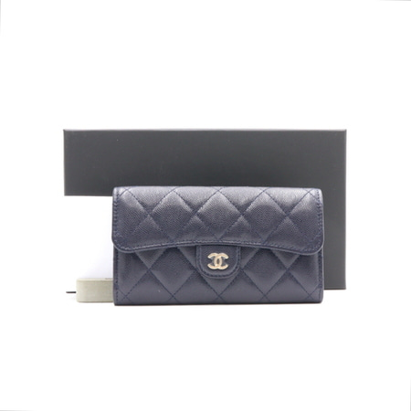 [새상품]Chanel(샤넬) AP1000 네이비 캐비어 클래식 플랩 중지갑(장지갑)aa25288