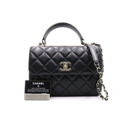 [미사용]Chanel(샤넬) A92236 블랙 램스킨 골드메탈 트렌디CC 스몰 플랩 토트백 겸 금장체인 숄더백aa25706