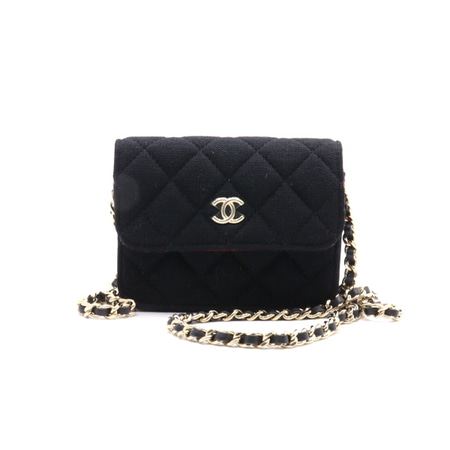 [미사용]Chanel(샤넬) 블랙 캔버스 클래식 CC 금장체인 미니 크로스백aa26245