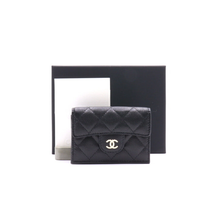 [새상품]Chanel(샤넬) AP0230 블랙 캐비어 CC 클래식 3단 스몰 플랩 카드홀더 카드지갑aa27232
