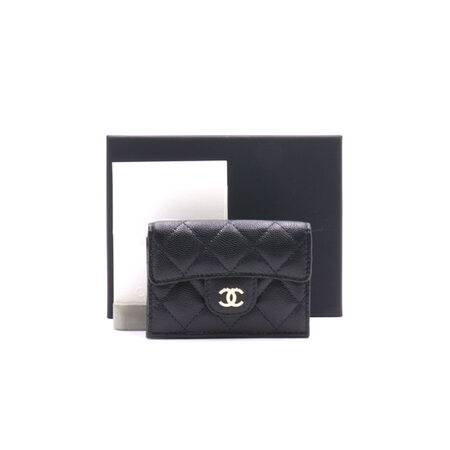 [새상품]Chanel(샤넬) AP0230 블랙 캐비어 CC 클래식 3단 스몰 플랩 카드홀더 카드지갑aa28628