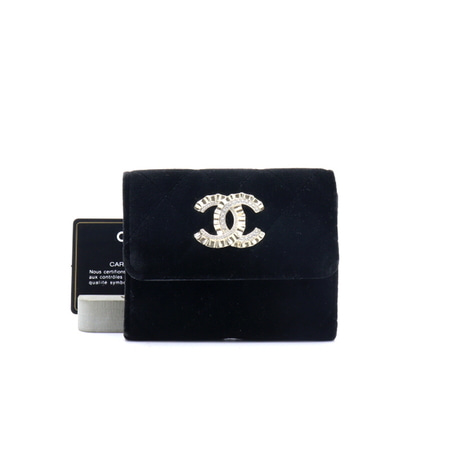 [미사용]Chanel(샤넬) CD0032 CC 클래식 벨벳 카드 반지갑aa21853
