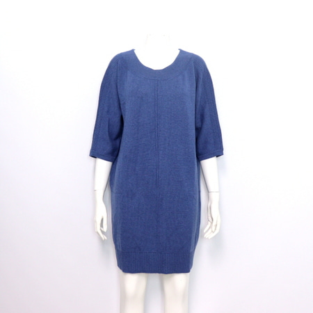 Hermes(에르메스) 블루 100% 캐시미어 라운드넥 여성 니트 드레스 원피스aa32186