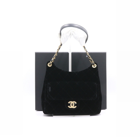 [새상품]Chanel(샤넬) AS4322 23-24시즌 블랙 벨벳 CC 호보 금장체인 숄더백 겸 크로스백aa32168