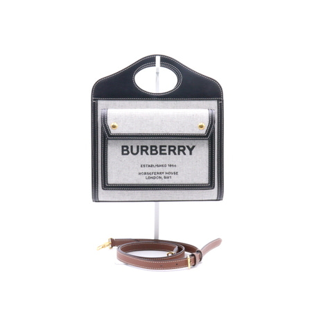 Burberry(버버리) 8039363 미니 투톤 캔버스 레더 포켓 토트백 겸 숄더백 크로스백aa31410