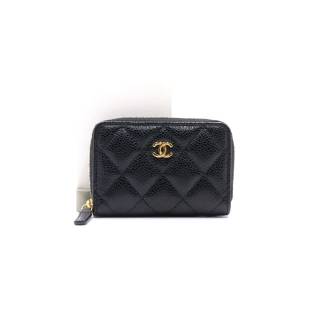 Chanel(샤넬) AP0216 캐비어 클래식 금장CC 지퍼 카드케이스 지갑aa31620
