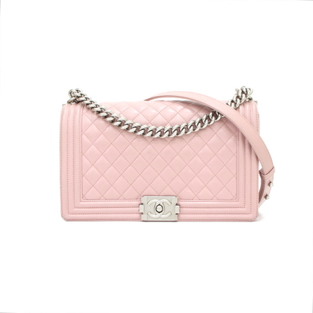 Chanel(샤넬) A92193 핑크 소프트 카프스킨 보이샤넬 라지 은장체인 숄더백aa32968