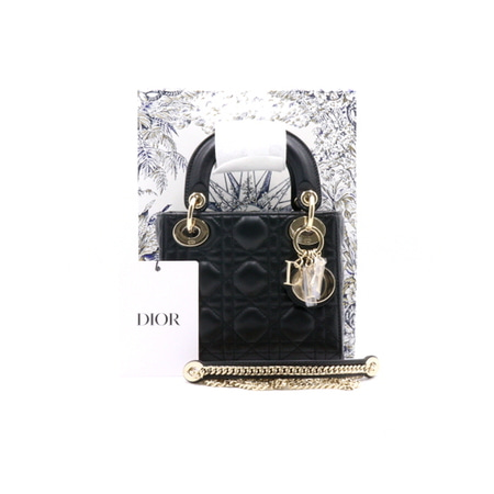 [새상품]Dior(디올) M0505ONGE 블랙 LADY DIOR 레이디디올 미니 까나쥬 금장 토트백 겸 숄더백aa33990