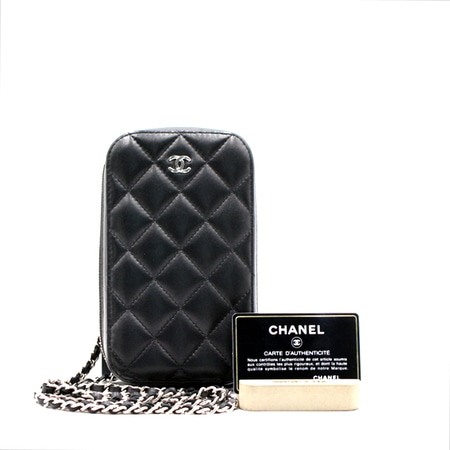 Chanel(샤넬) A70655 블랙 램스킨 폰케이스 미니 은장CC 체인 크로스백aa17708