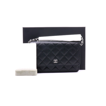 [새상품]Chanel(샤넬) AP0250 블랙 캐비어 신형 WOC(월릿 온 체인) 은장CC 체인 숄더백 겸 크로스백aa33830