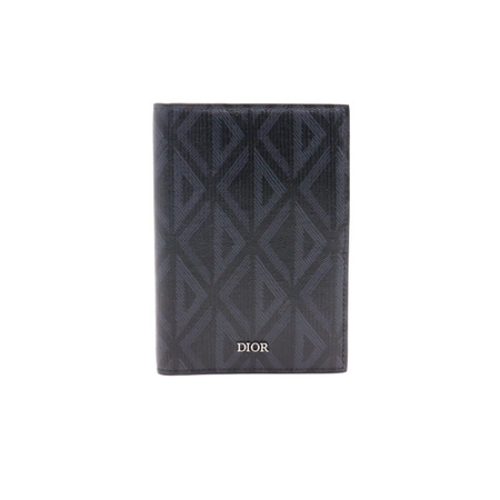 Dior(디올) 블랙 2단 다이아몬드 캔버스 남성 여권 카드지갑aa33429