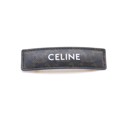 Celine(셀린느) 46Z962TSC 트리오페 블랙 탄 캔버스 로고 여성 헤어클립 머리핀aa33207