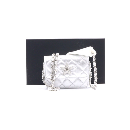 [새상품]Chanel(샤넬) 실버 크리스탈 스타CC 플랩 카드 지갑 체인 크로스백aa34419