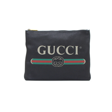 Gucci(구찌) 500981 로고 프린팅 블랙 미디엄 포트폴리오 클러치백aa34905