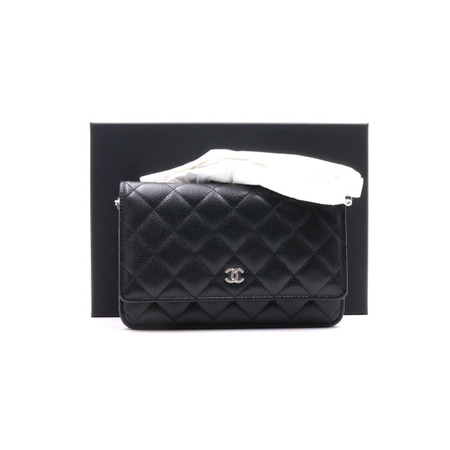 [새상품]Chanel(샤넬) AP0250 블랙 캐비어 신형 WOC(월릿 온 체인) 은장CC 체인 숄더백 겸 크로스백aa34415