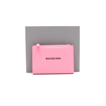 Balenciaga(발렌시아가) 694166 로고 프린트 핑크 레더 지퍼 여성 스냅 반지갑aa35262