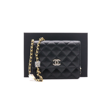 [새상품][24년국내]Chanel(샤넬) AP3755 24시즌 블랙 캐비어 CC 금장 체인 WOC 여성 크로스백aa35381