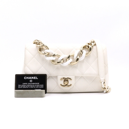 Chanel(샤넬) AS1353 19-20시즌 화이트 램스킨 퀄팅 CC 플랩 볼드체인 탑핸들 숄더백 겸 크로스백aa31580