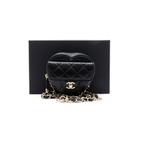 Chanel(샤넬) AP2787 블랙 램스킨 하트 미니 샴페인골드 금장체인 벨트백aa36795