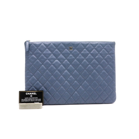 Chanel(샤넬) A82552 블루 캐비어 은장CC 클래식 라지 클러치백aa36790