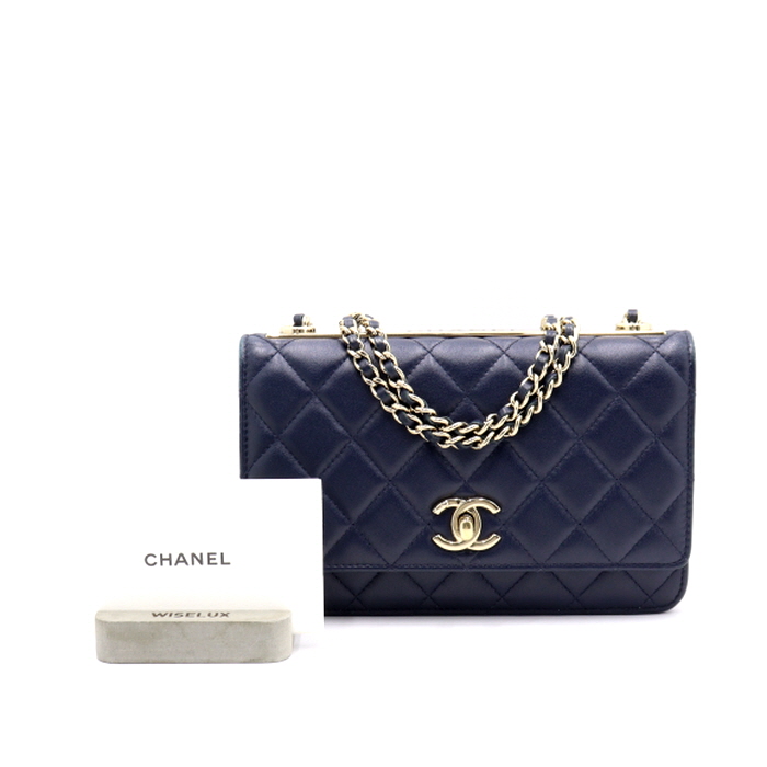 Chanel(샤넬) A80982 블루 램스킨 트렌디CC WOC 체인 숄더백 겸 크로스백aa38436