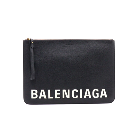 Balenciaga(발렌시아가) 630626 블랙 레더 로고 스트랩 라지 클러치백aa37805