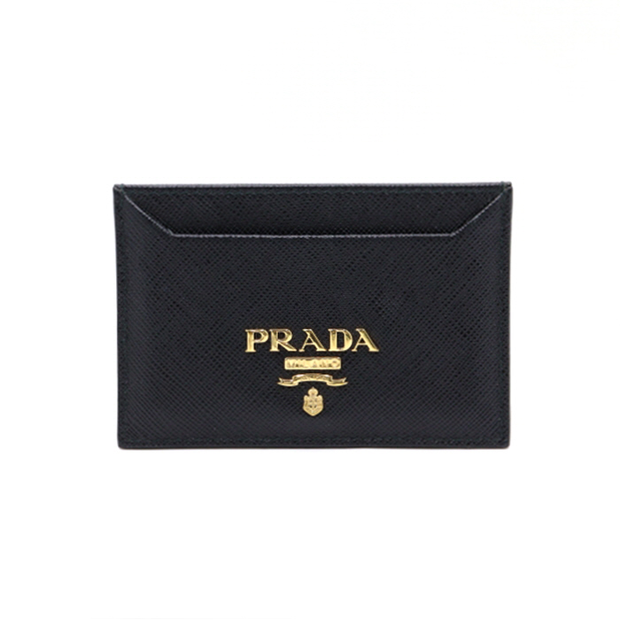 Prada(프라다) 1MC208 블랙 사피아노 금장로고 카드홀더 지갑aa38793