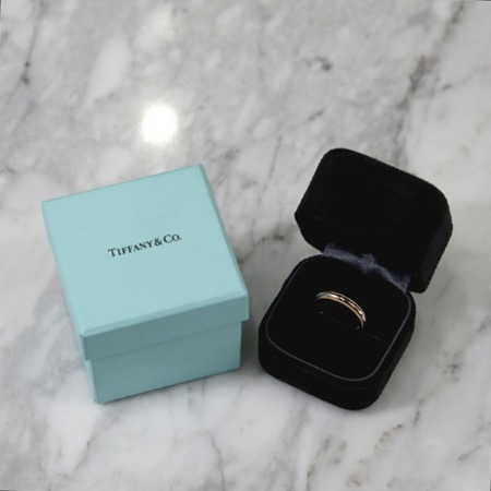 Tiffany(티파니) 18K로즈골드 플래티늄 밀그레인 3mm 웨딩밴드 반지 - 국내15호