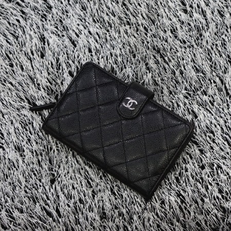 Chanel(샤넬) A48667 CC 마트라쎄 캐비어 블랙 지퍼 어라운드 중지갑