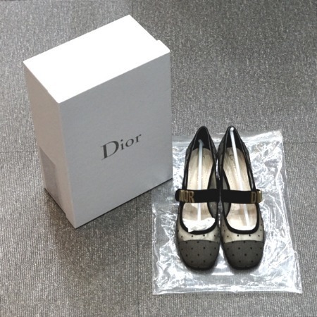 [새상품][신상]Dior(크리스챤디올) BABY-D(베이비 디) 블랙 도티드 발레리나 펌프스 여성 구두