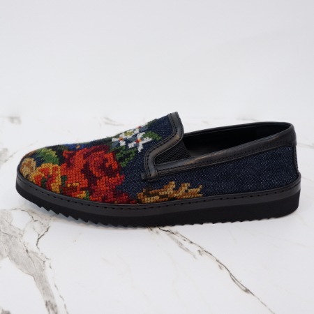 [새상품]Dolce&amp;Gabbana(돌체앤가바나) A50059 플라워 자수 남성 슬립온 스니커즈