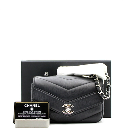 Chanel(샤넬) A91562 쉐브론 캐비어 스몰 플랩 은장체인 크로스백aa11743