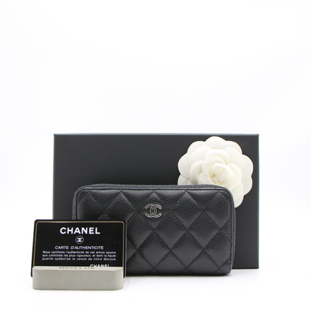 Chanel(샤넬) A80481 블랙 캐비어 지퍼 중지갑aa15175