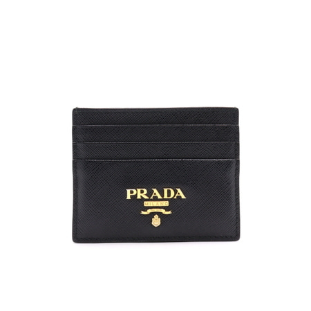 Prada(프라다) 1MC025 블랙 사피아노 레더 금장 로고 카드 지갑aa18760
