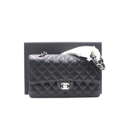 [새상품]Chanel(샤넬) A01112 캐비어 클래식 미듐 은장체인 숄더백aa21005