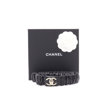 [미사용]Chanel(샤넬) AA8190 22시즌 금장 CC로고 셔링 밴딩 여성 벨트aa21177